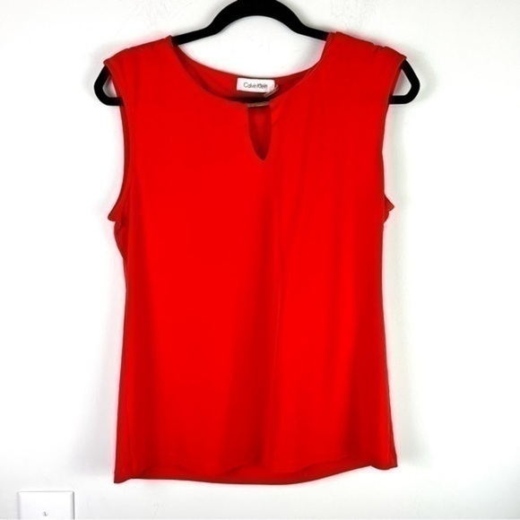 Calvin Klein Red Sleeveless Peep Hole Top womens size S/M - Picture 1 of 6